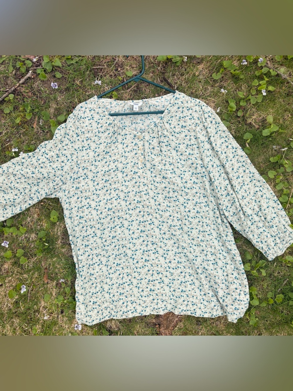 Sonoma Cream Tunic with Teal Floral Print